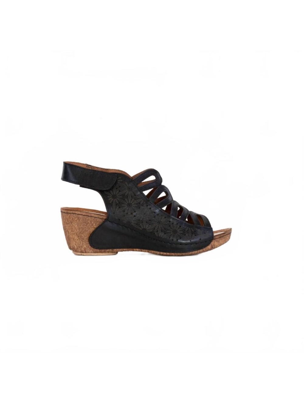 Spring Step Inocencia Women's leather wedge sandals in black Size 39 US 8.5 NWT